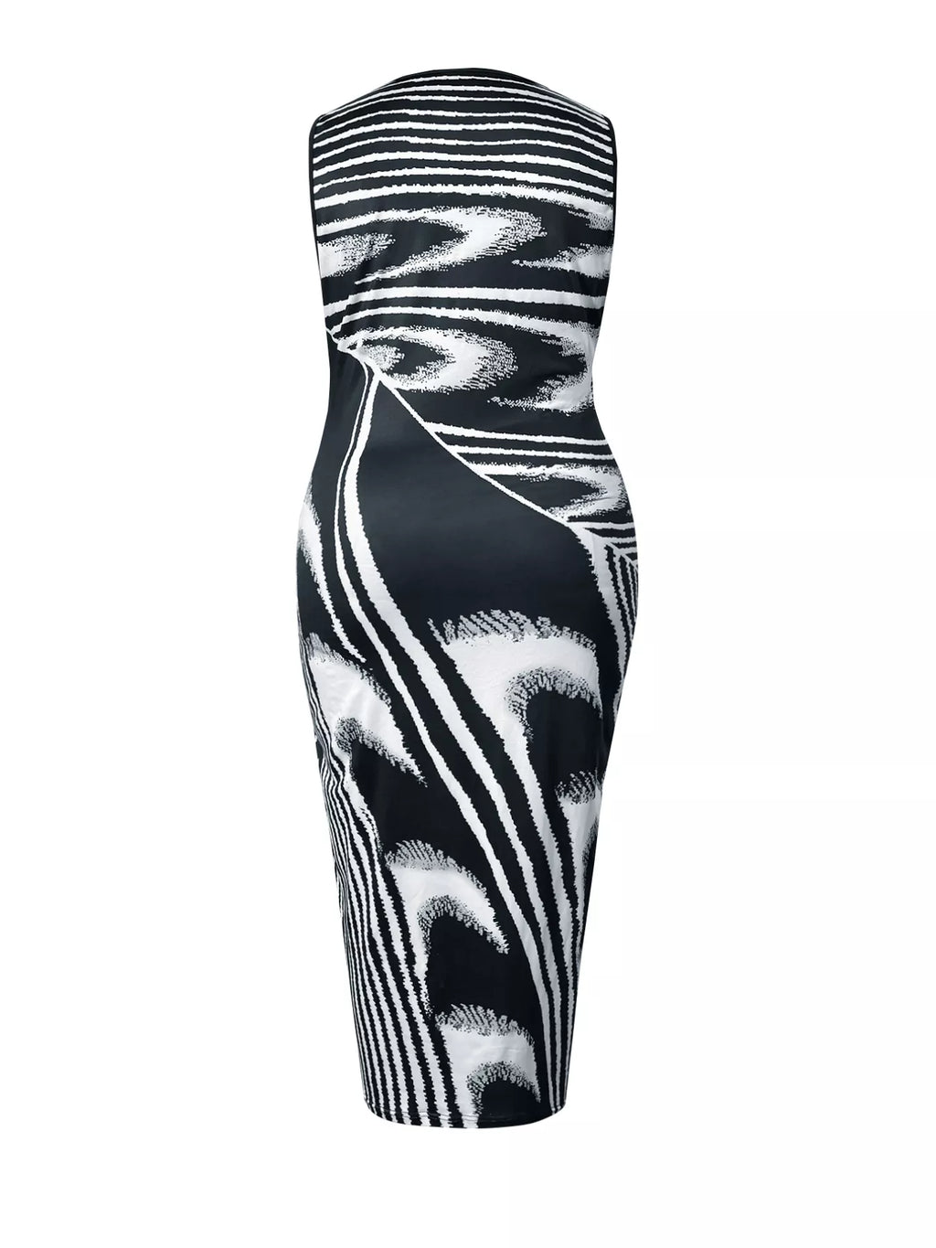 Sleeveless Bodycon Maxi Dress with Abstract Print