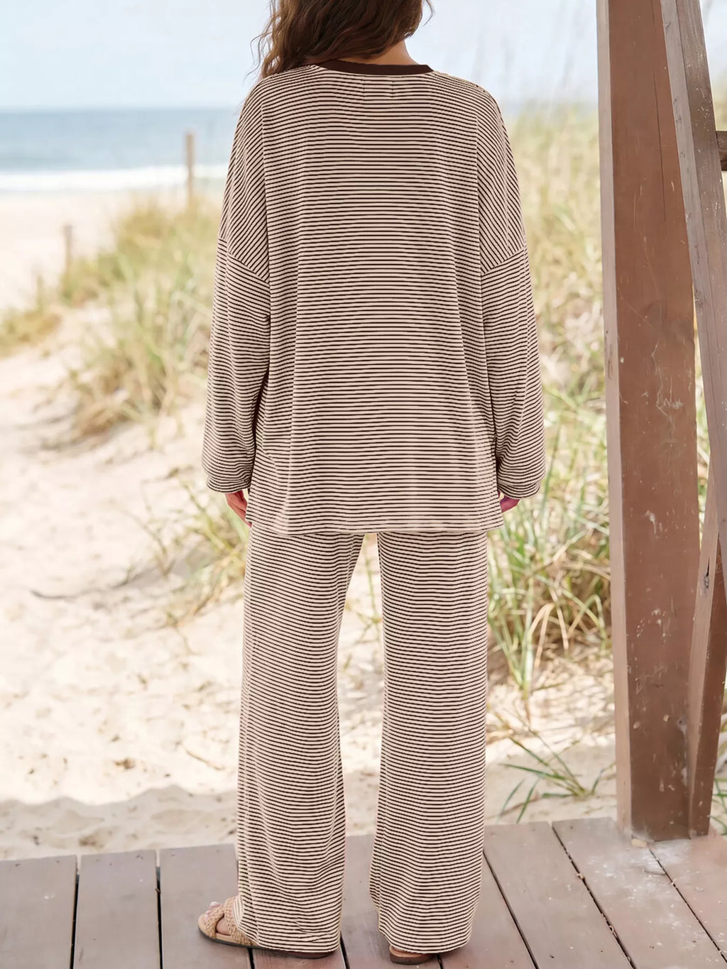 Striped Long Sleeve Top and Pants Set