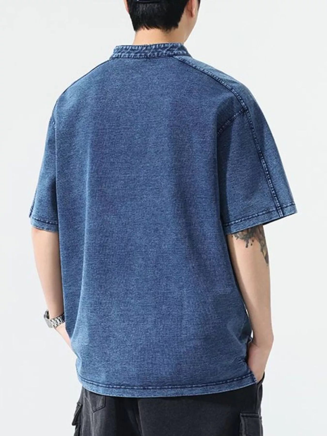 Men's Vintage Wash Short Sleeve Denim Shirt