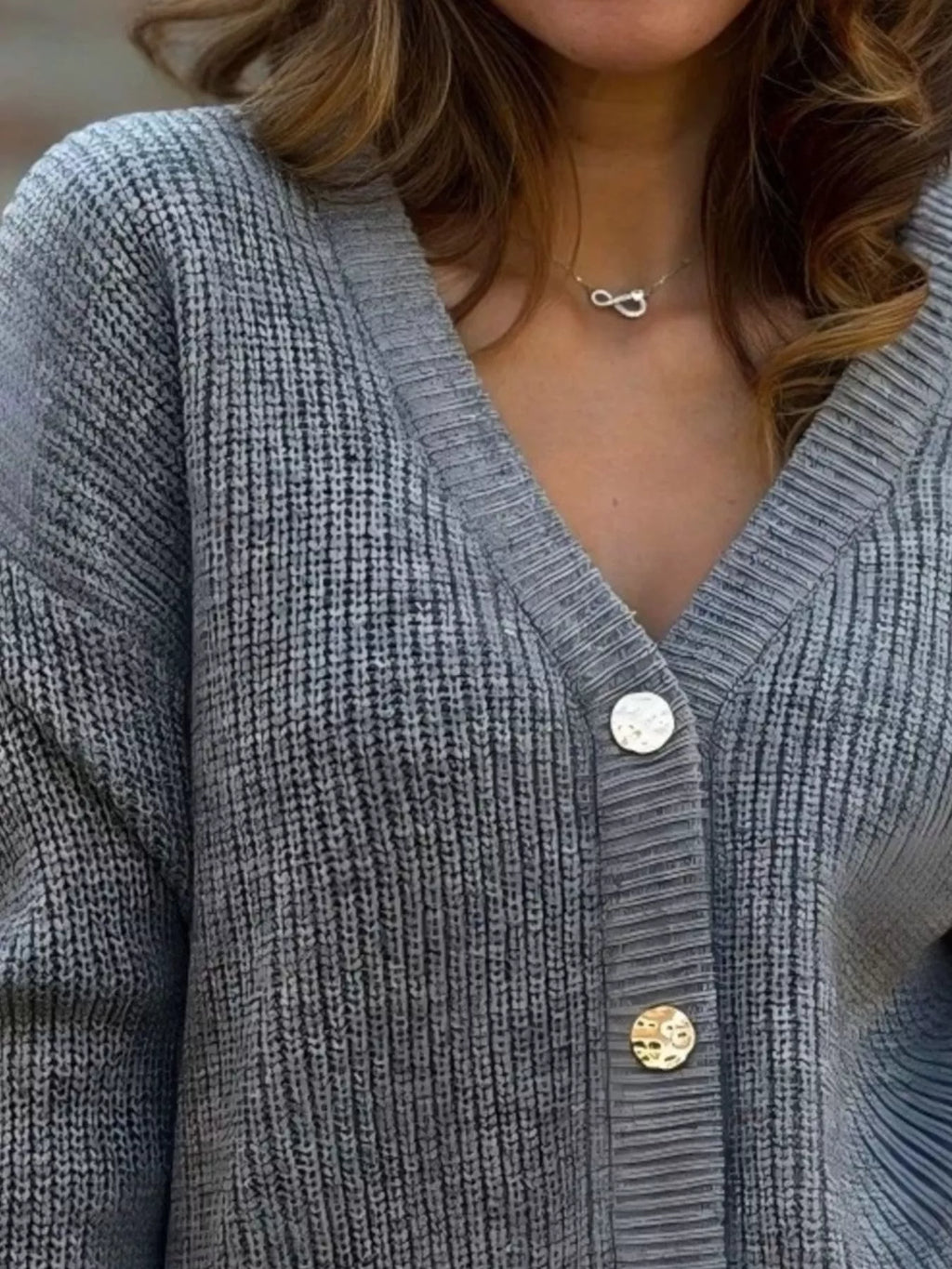 Full Size V-Neck Button-Up Cardigan Plus Size