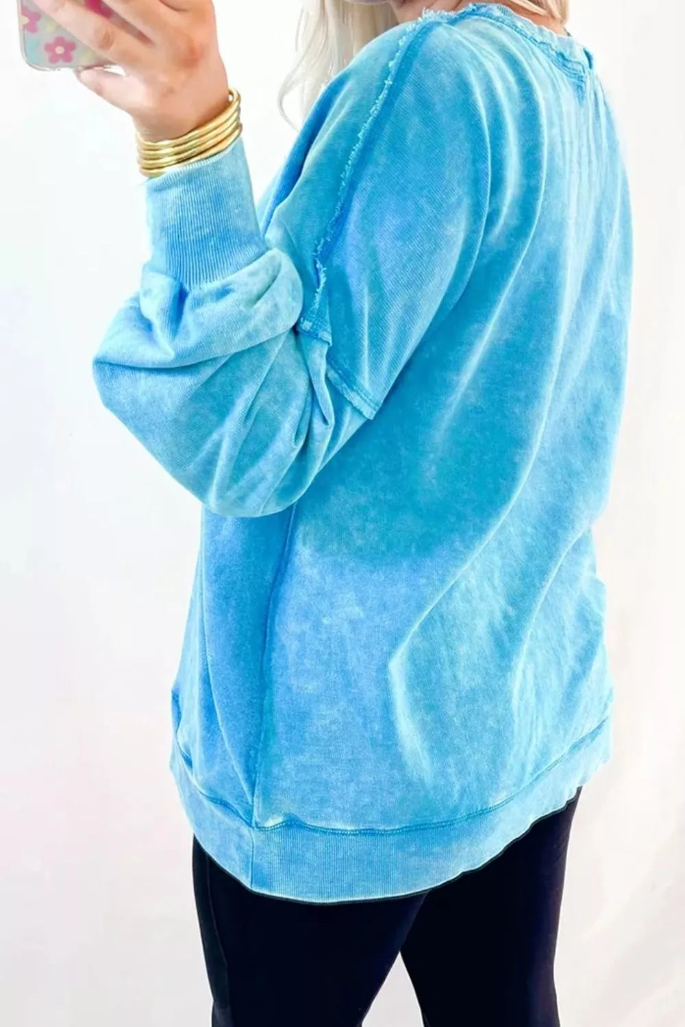 Mineral Wash Oversized Sweatshirt with Chest Pocket