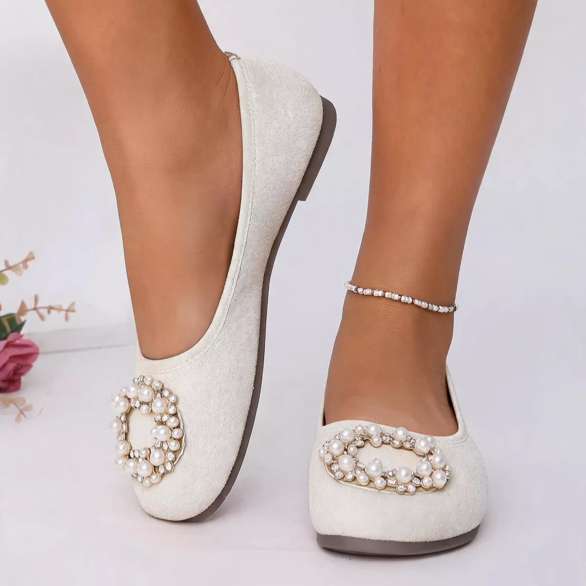 Pearl Embellished Slip-Ons