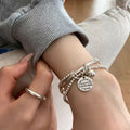 Womens Minimalist Three-Tier Round-Plate Pendant Bracelet