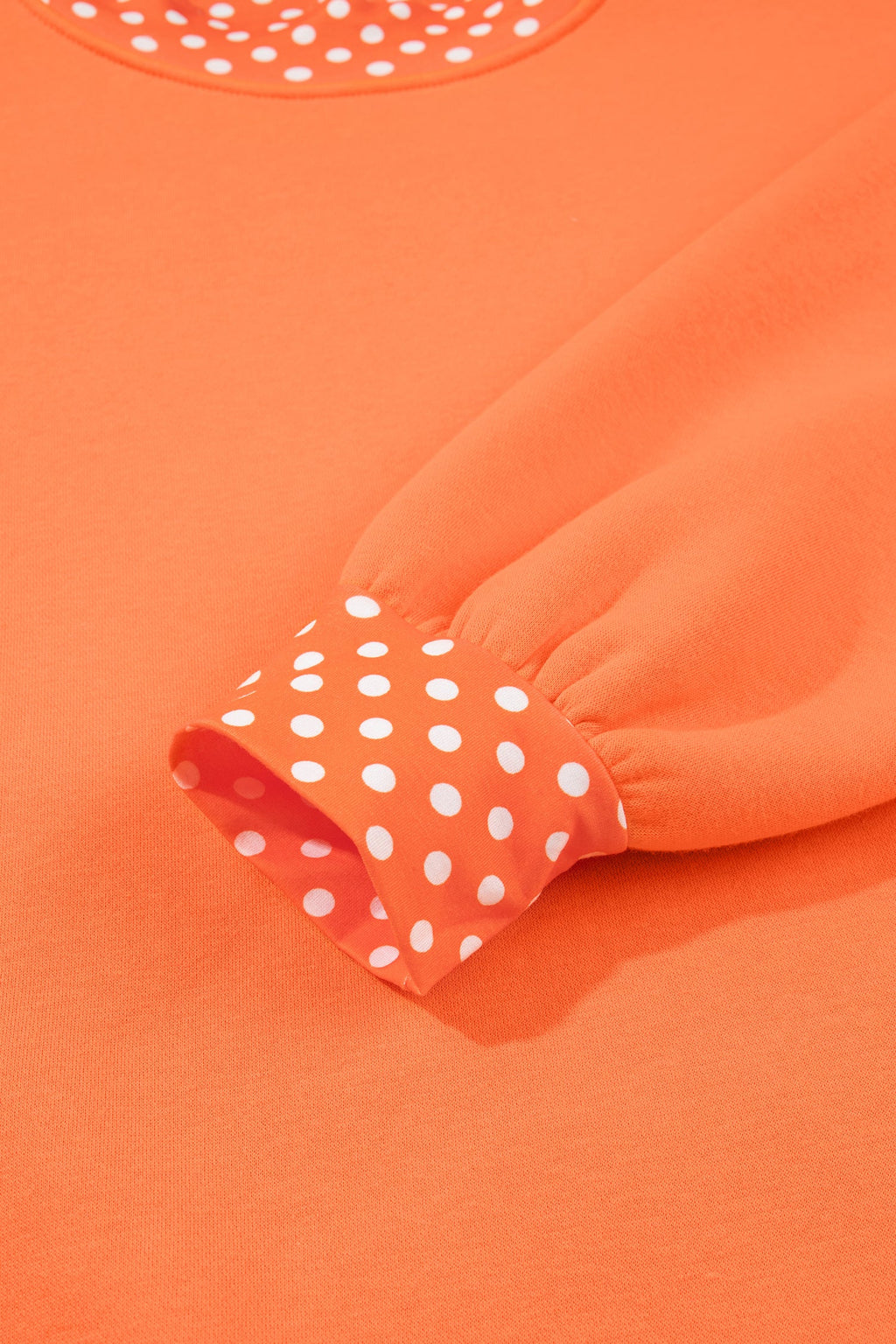 Brown Colorblock Polka Dot Contrast Trim Oversized Sweatshirt