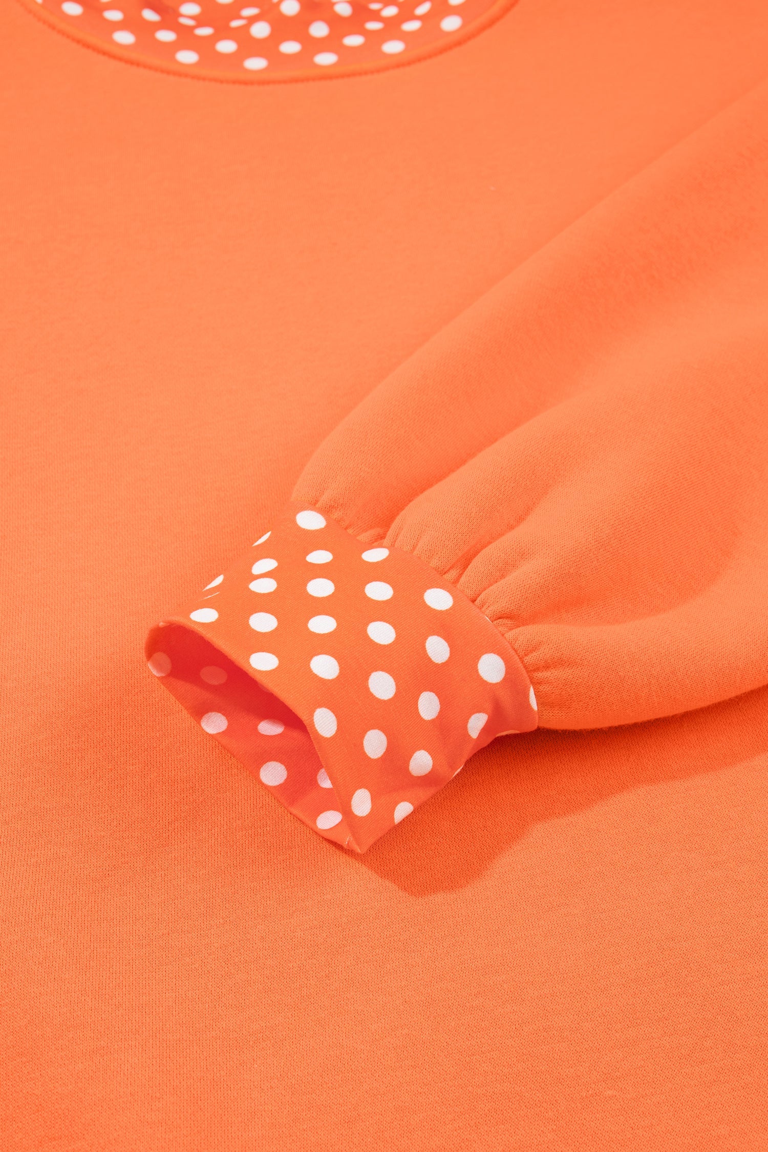 Brown Colorblock Polka Dot Contrast Trim Oversized Sweatshirt