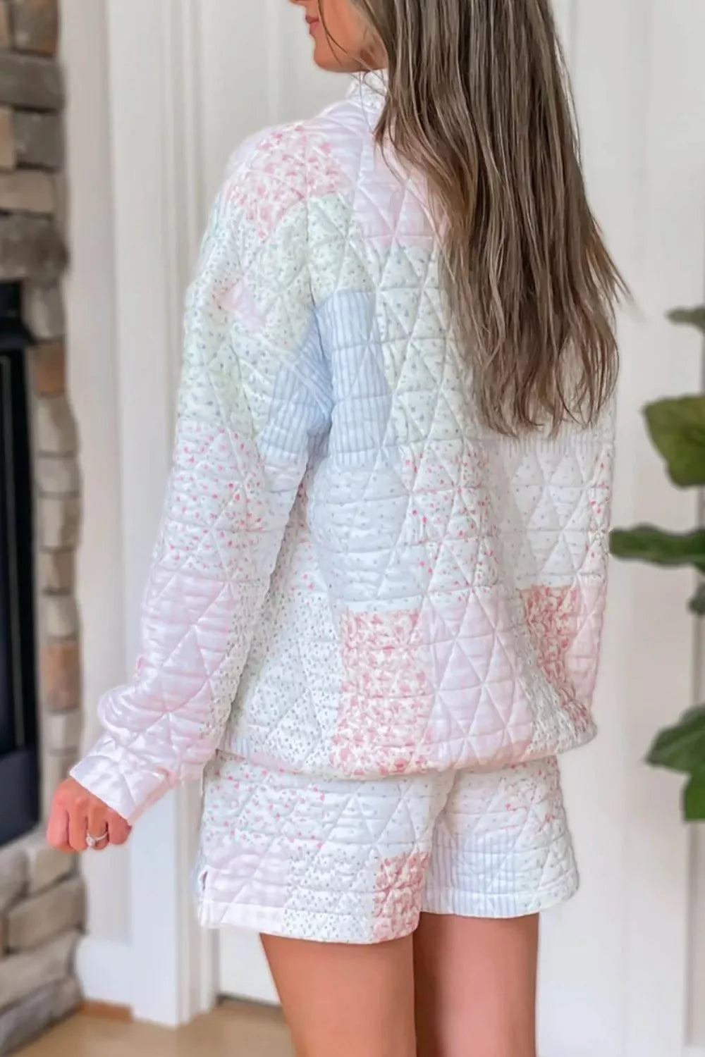 Quilted Long Sleeve Top and Shorts Set