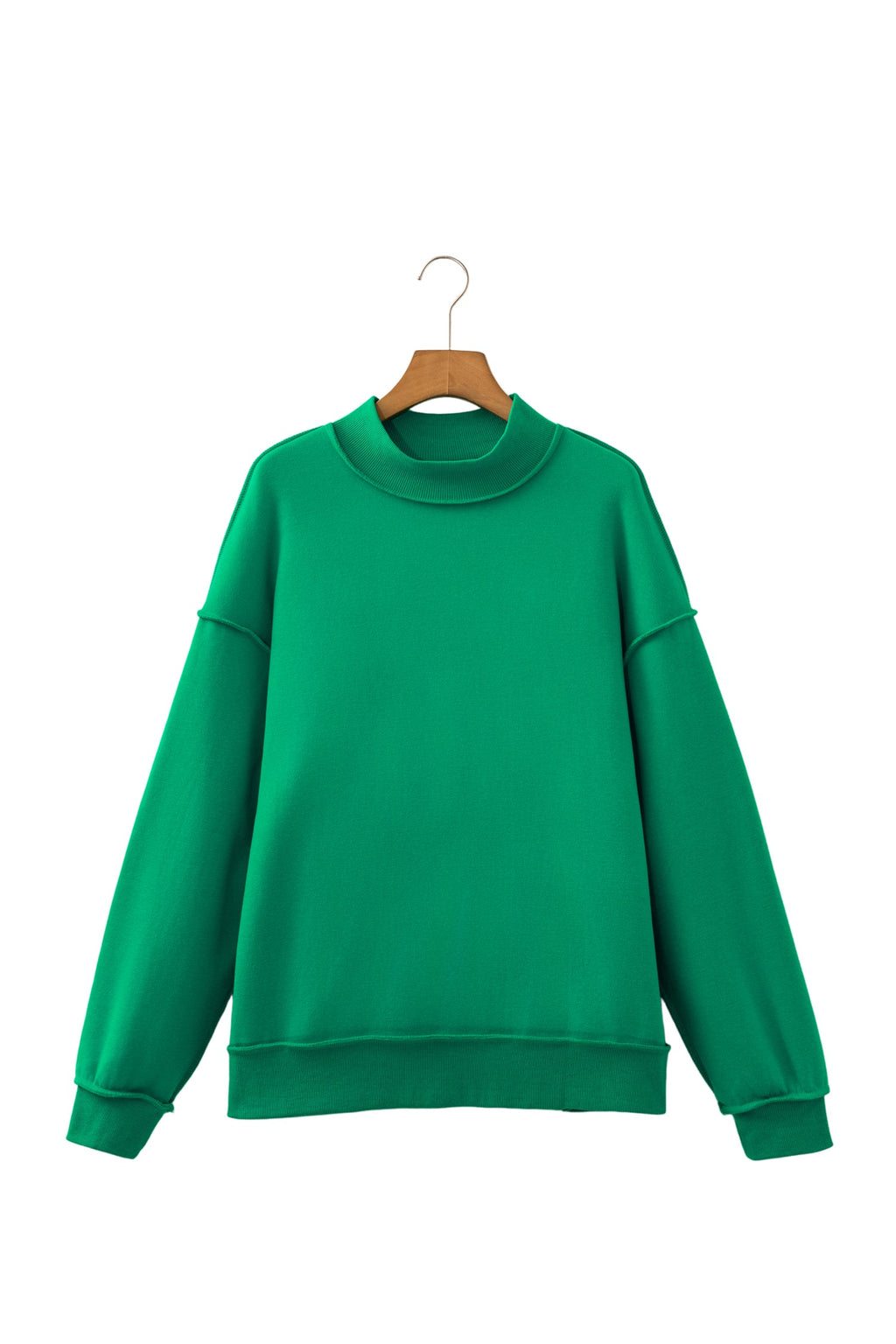 Light Pink Oversize Drop Shoulder Reversible Mock Neck Sweatshirt