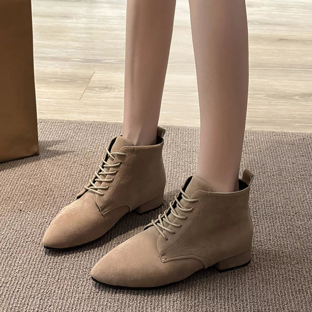 Point Toe Block Heels Boots
