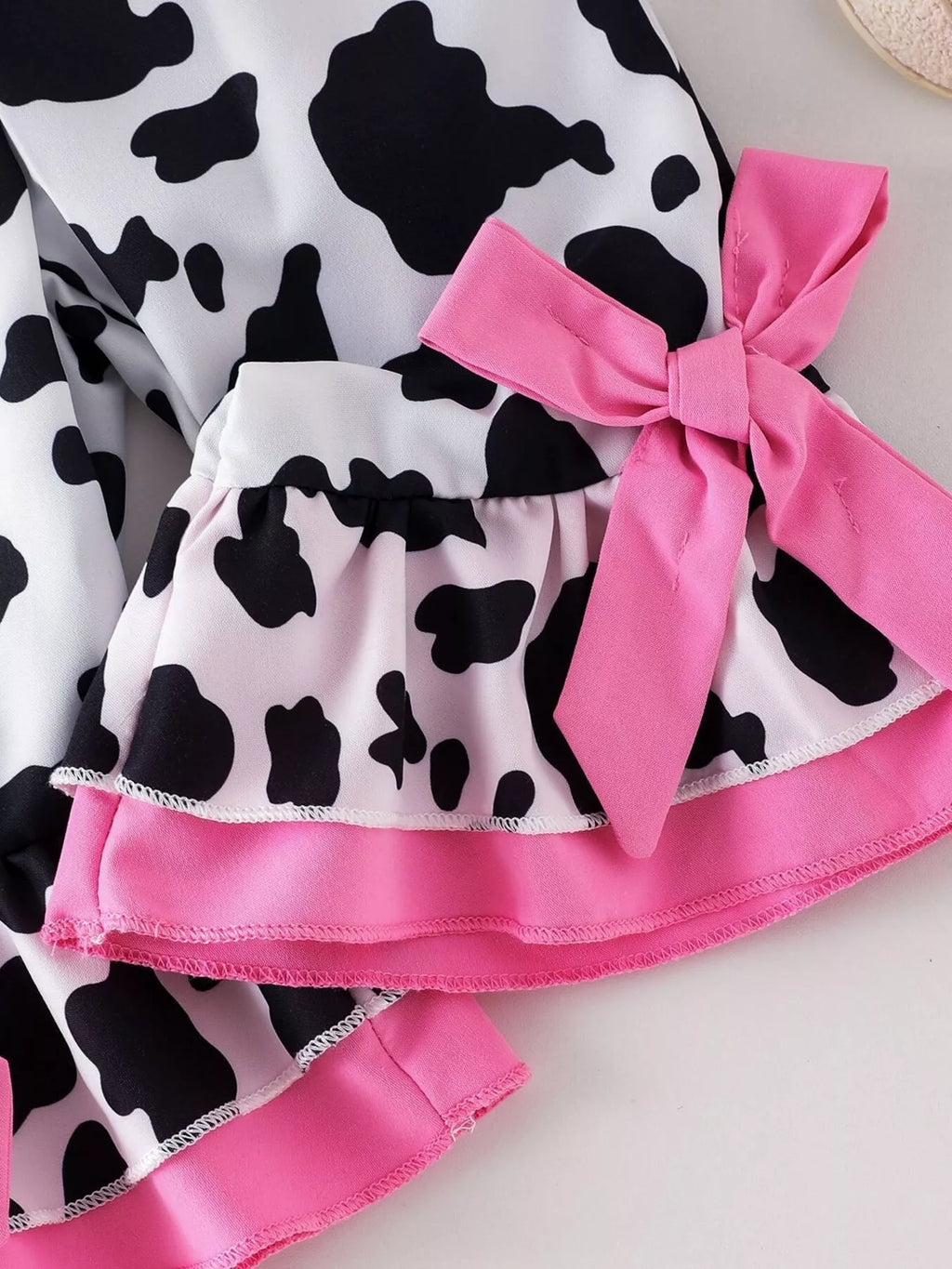 Children's Cow Print Ruffle Jumpsuit