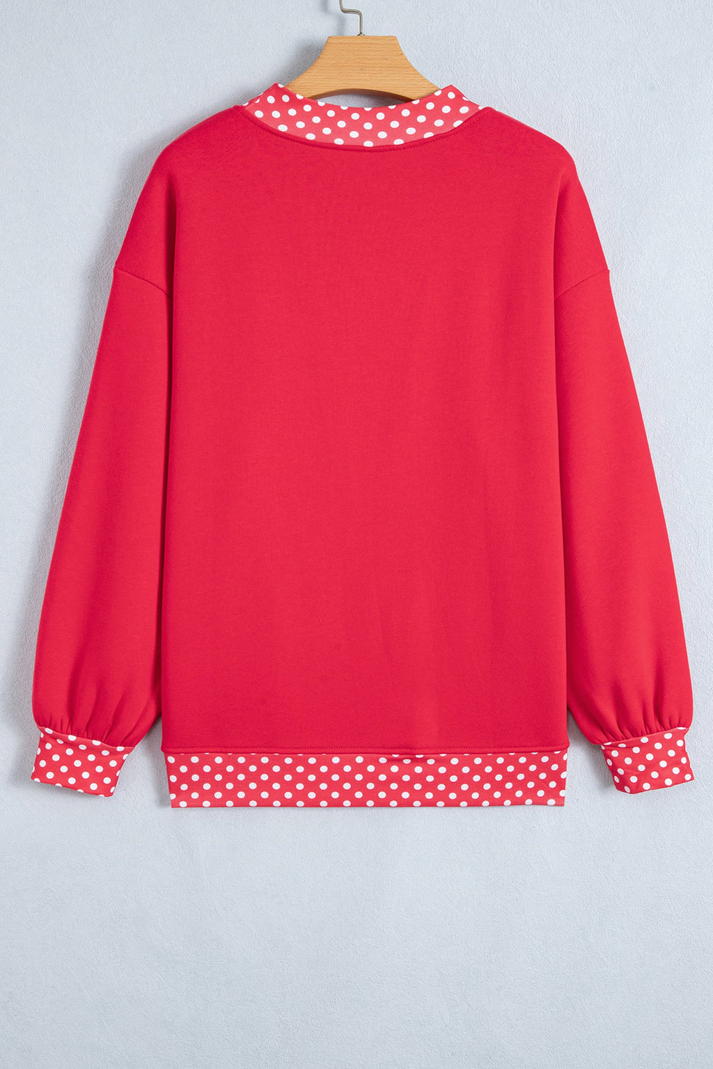 Brown Colorblock Polka Dot Contrast Trim Oversized Sweatshirt