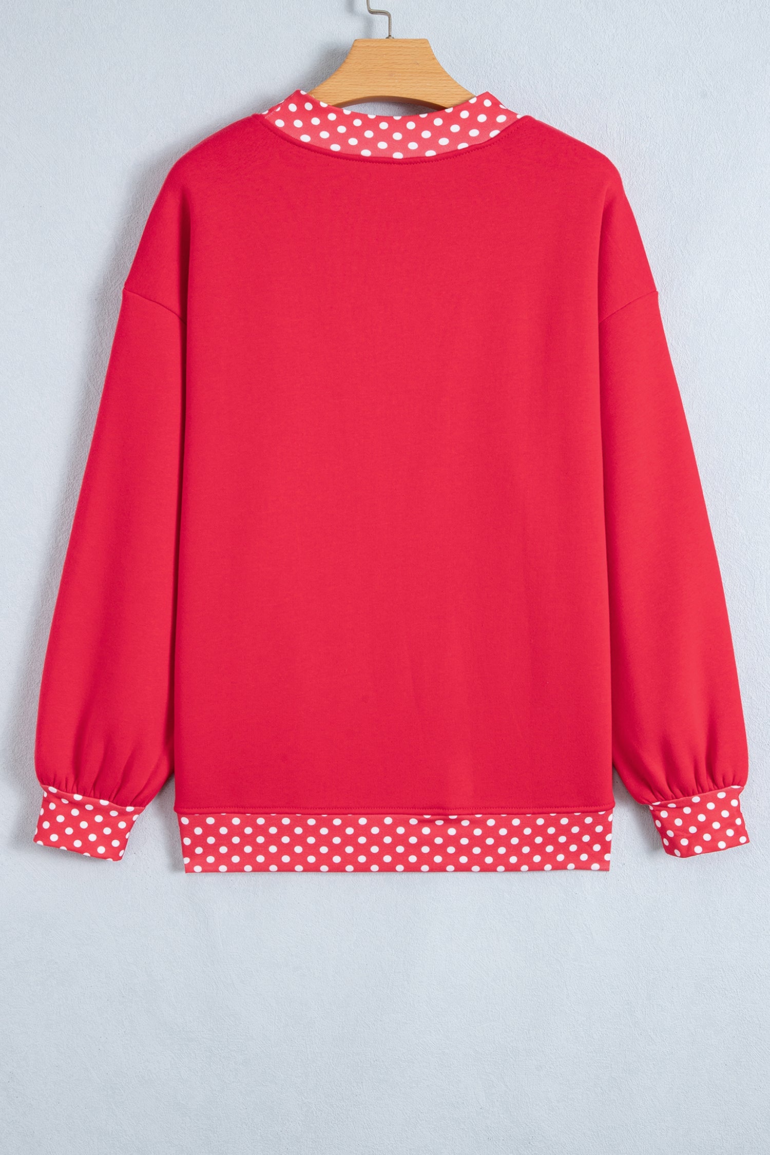 Brown Colorblock Polka Dot Contrast Trim Oversized Sweatshirt