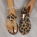 Leopard Toe Post Flats Sandals