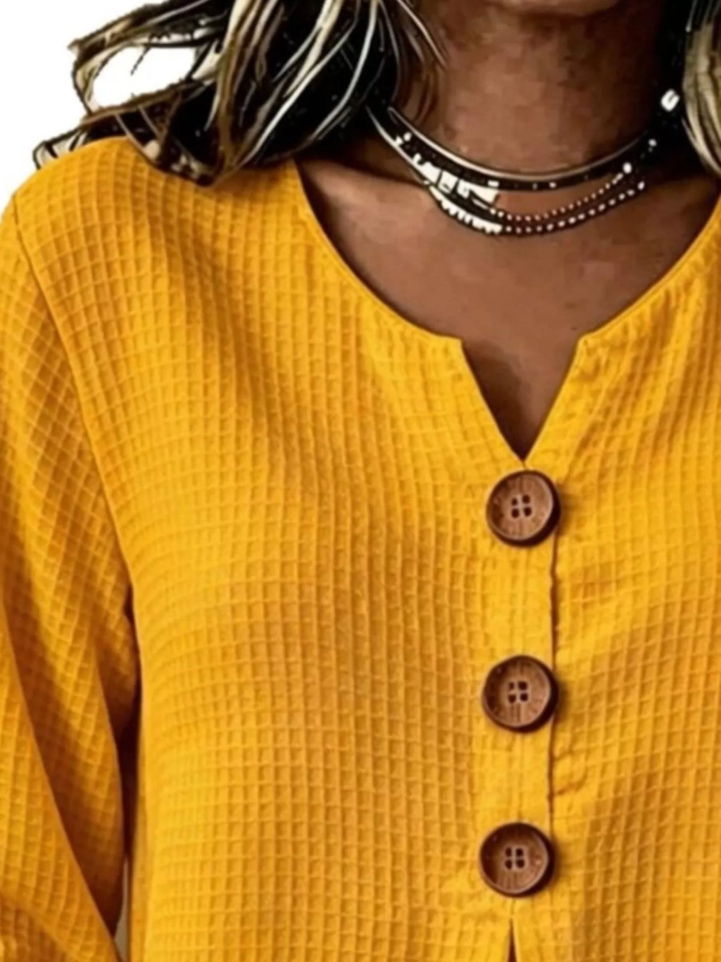 Full Size Waffle Knit Flounce Sleeve Blouse Plus Size