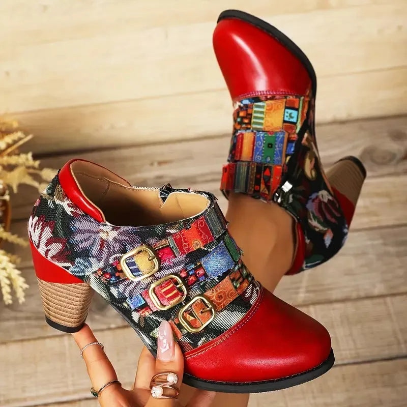 Lace-Up Block Heel Ankle Boots