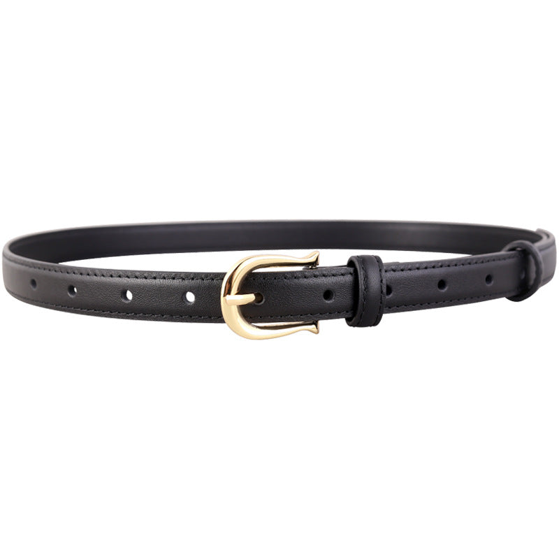 Leather Belt with Golden Buckle