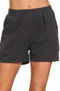 Cotton Slub Drawstring Shorts with Side Pockets