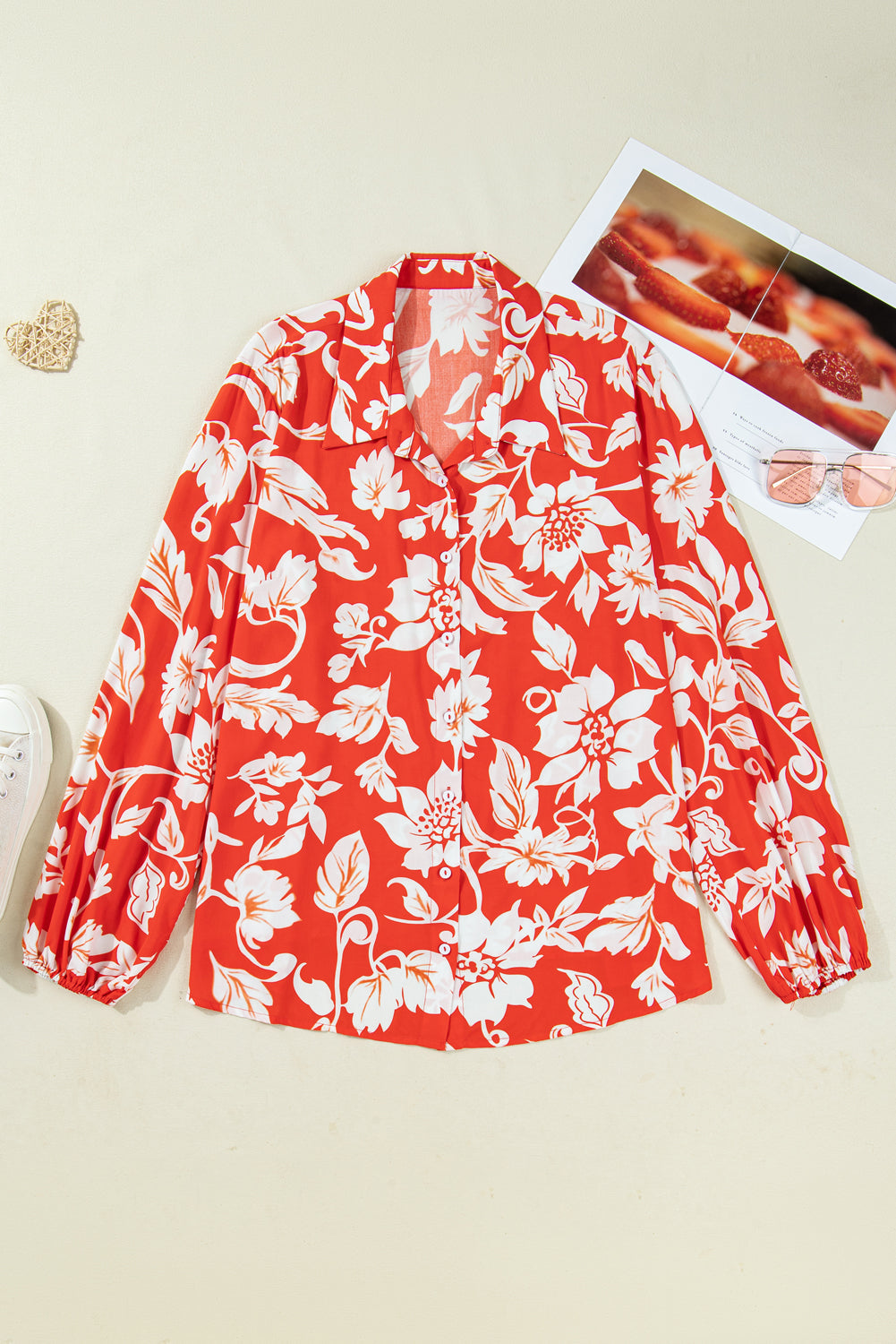 Plus Size Floral Button-Up Shirt
