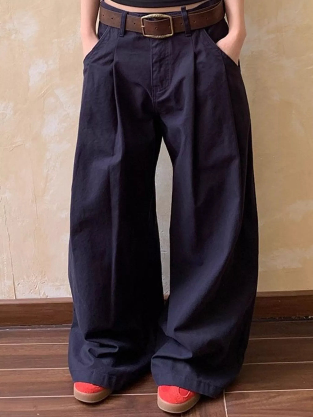 Men's Full Size Wide Leg Pleated Pants Plus Size
