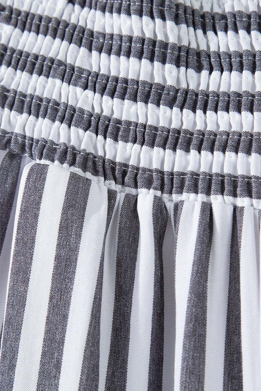Black Stripe Shirred High Waist Loose Summer Pants