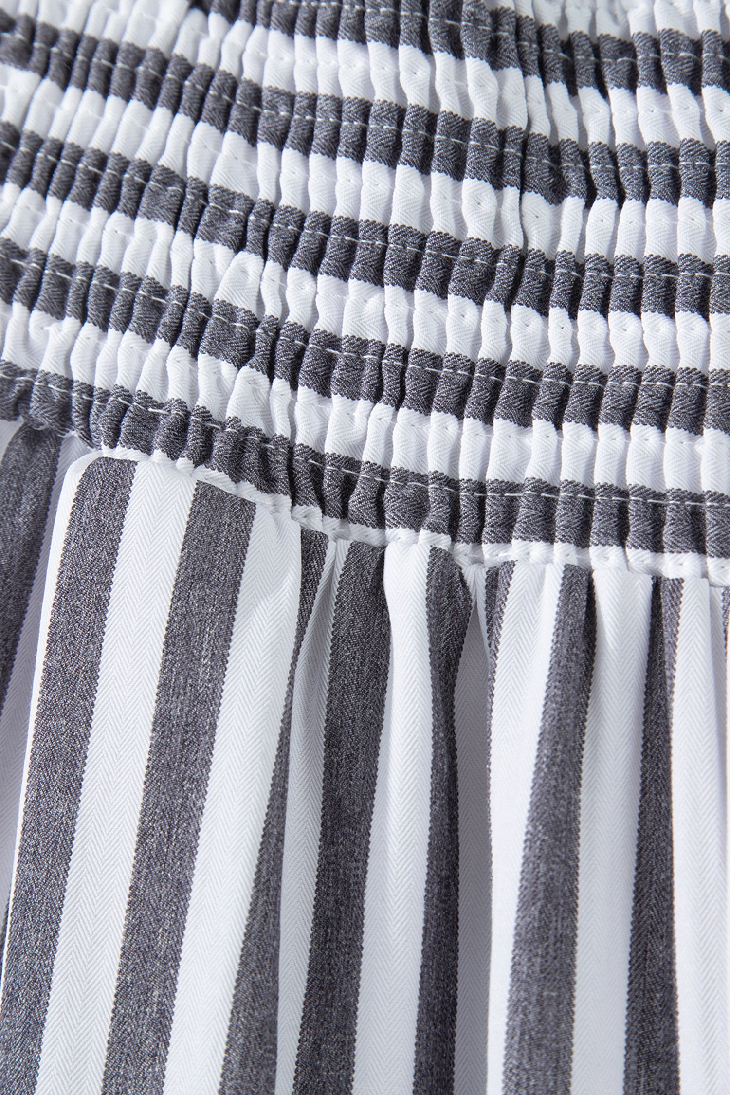 Black Stripe Shirred High Waist Loose Summer Pants
