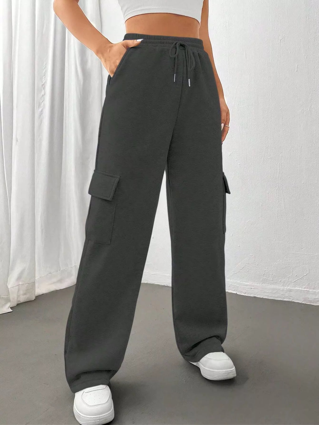 Relaxed Fit Pants with Drawstring Waist