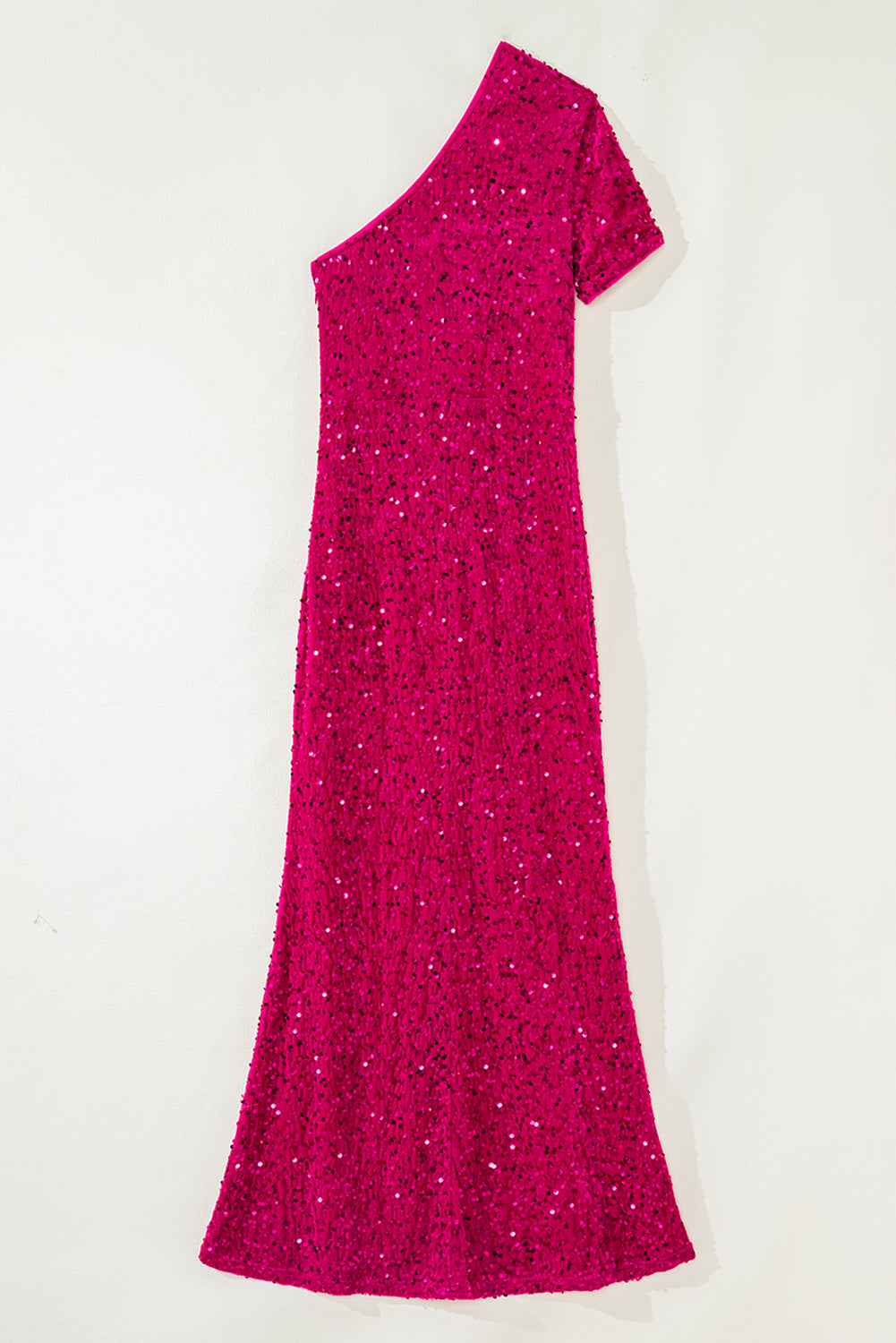 Sequin One Shoulder Thigh High Split Bodycon Gown