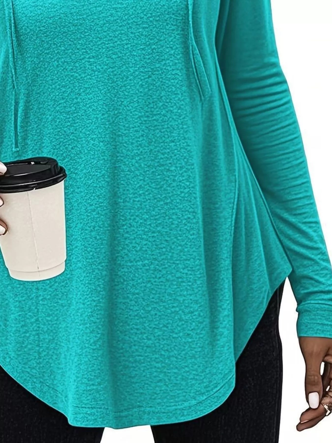 Full Size Drawstring Long Sleeve Hooded Top Plus Size