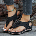 Toe Post Flower Detail Wedge Sandals