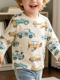 Children's Transportation Print Long Sleeve Crew Neck T-Shirt