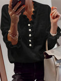 Ruffled Pearl Button Sweater