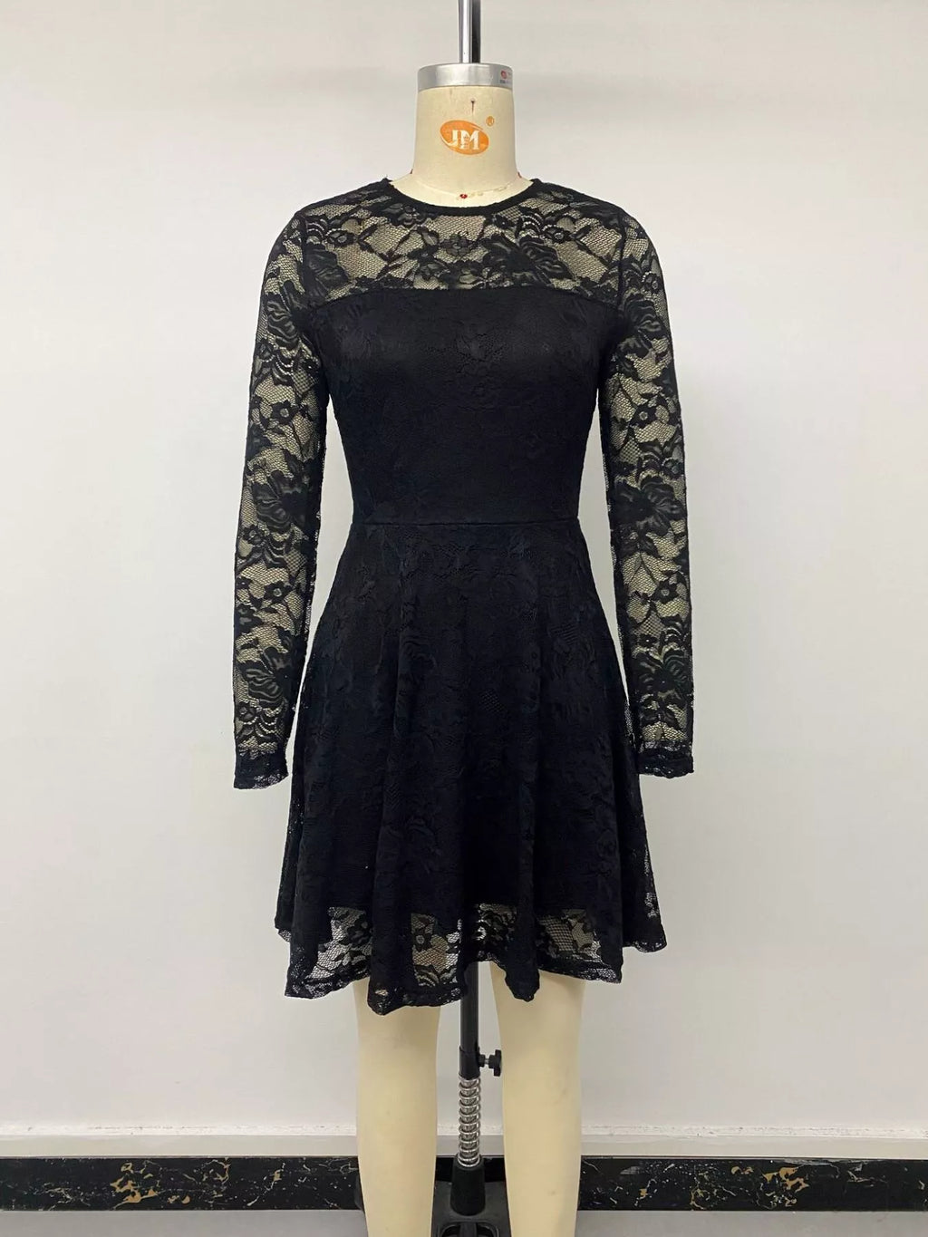 Elegant Lace Long Sleeve Mini Dress