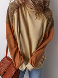 Lace Patchwork Colorblock Drop Shoulder Sweatshirt