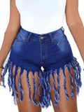 Fringed Hem Denim Shorts