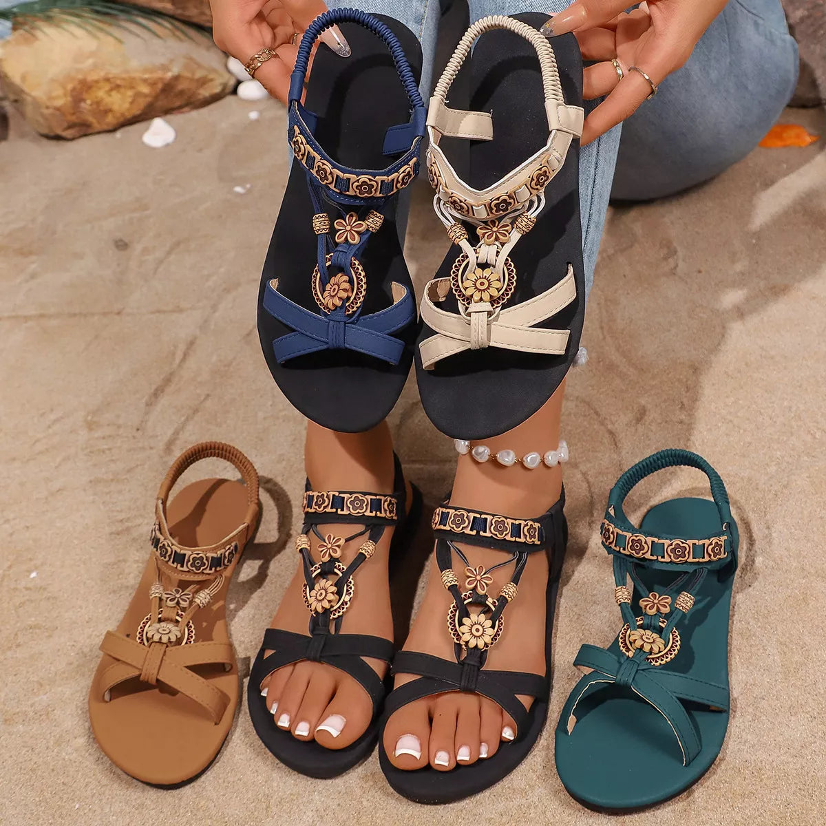 Open Toe Flats Sandals