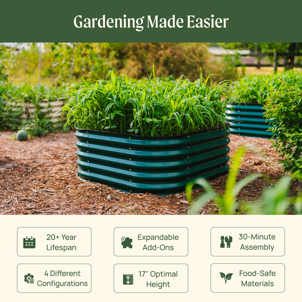 17" Tall 4 In 1 Small Modular Metal Raised Garden Bed Kit