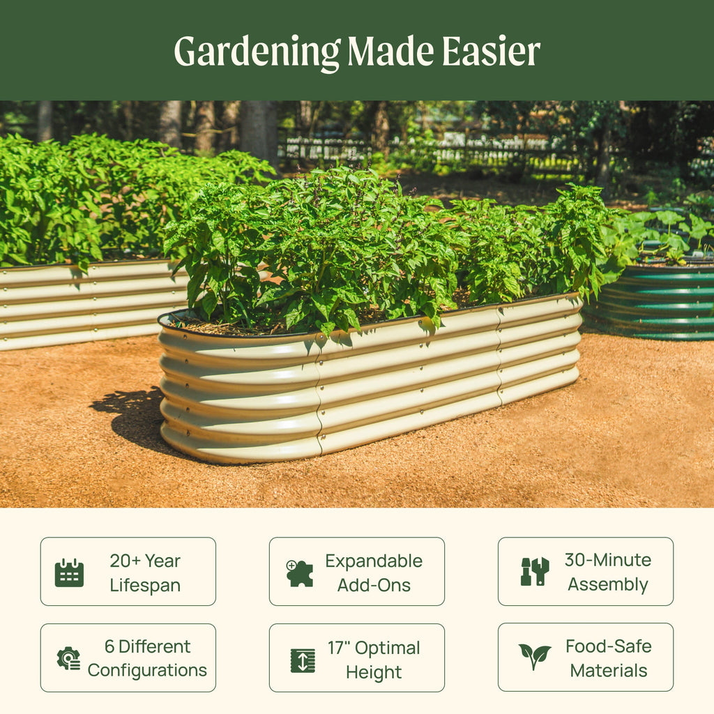 17" Tall 6 In 1 Medium Modular Metal Raised Garden Bed Kit