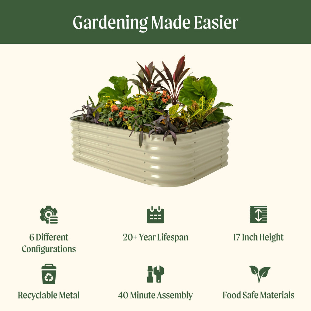 17" Tall 6 In 1 Medium Modular Metal Raised Garden Bed Kit