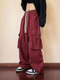 Men's Plus Size Loose Fit Cargo Pants with Drawstring