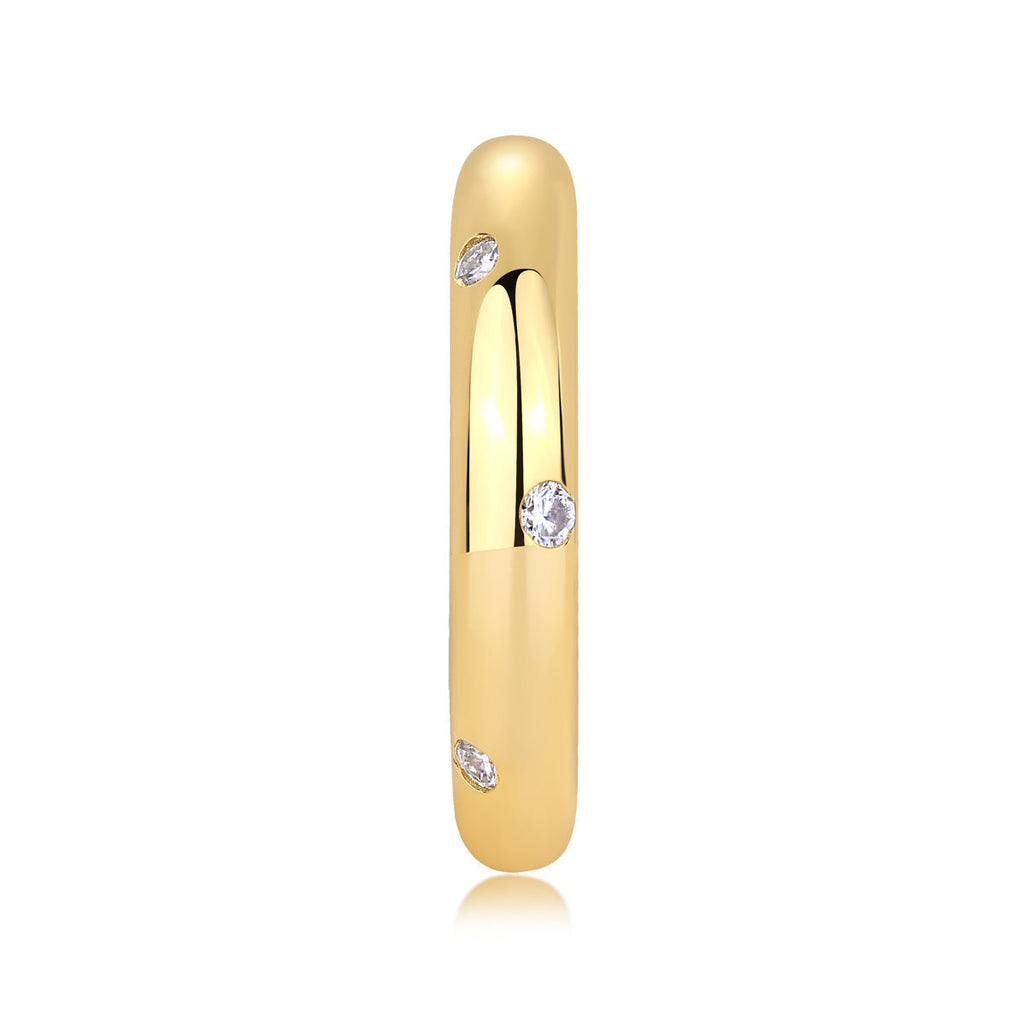 S925 Silver Gold Plated 8-Stone Moissanite Ring, 3.67mm Minimalist Band, D VVS1 GRA US 5-9