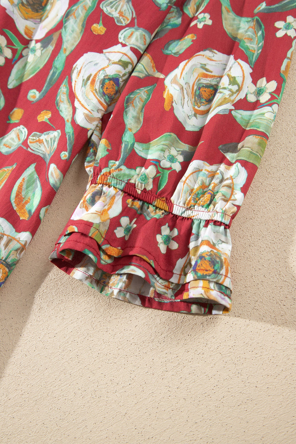 Red Floral Print Half Sleeve Short Shift Dress