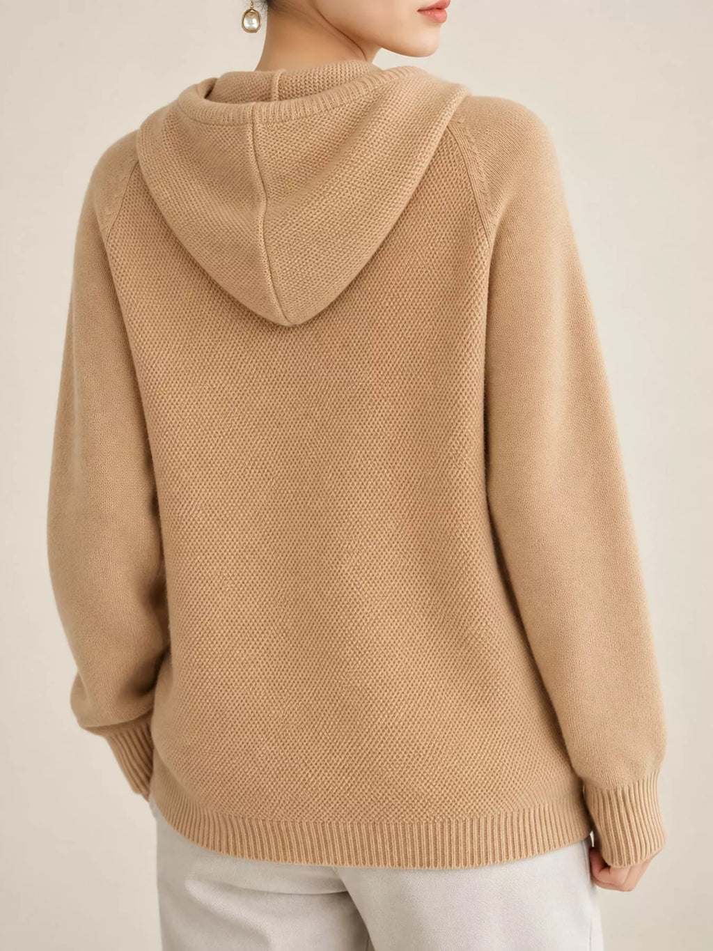 Drawstring Long Sleeve Hooded Knit Sweater