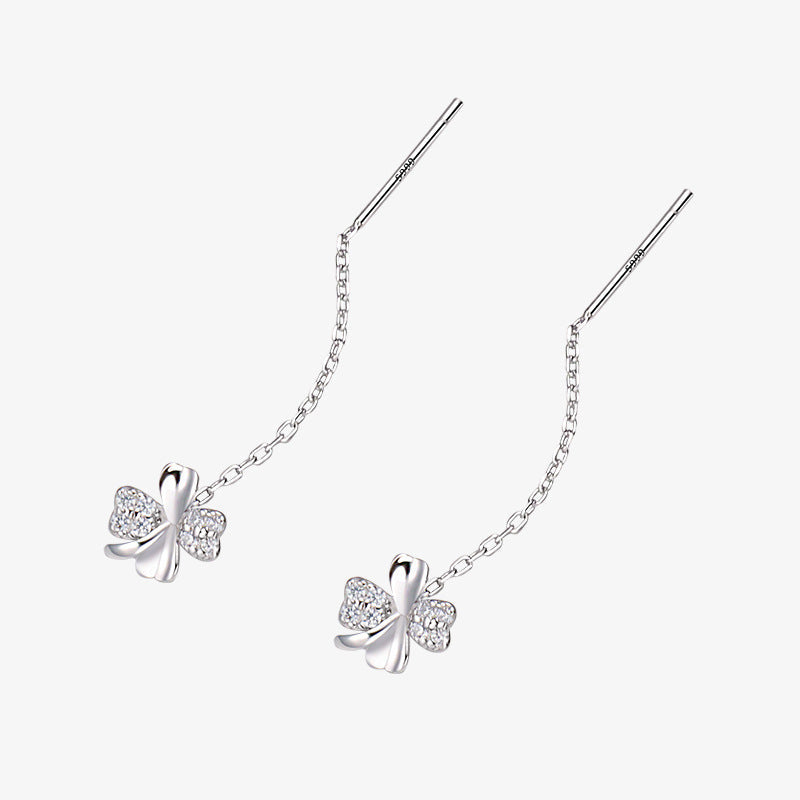 Sterling Silver Long Earrings With Diamonds