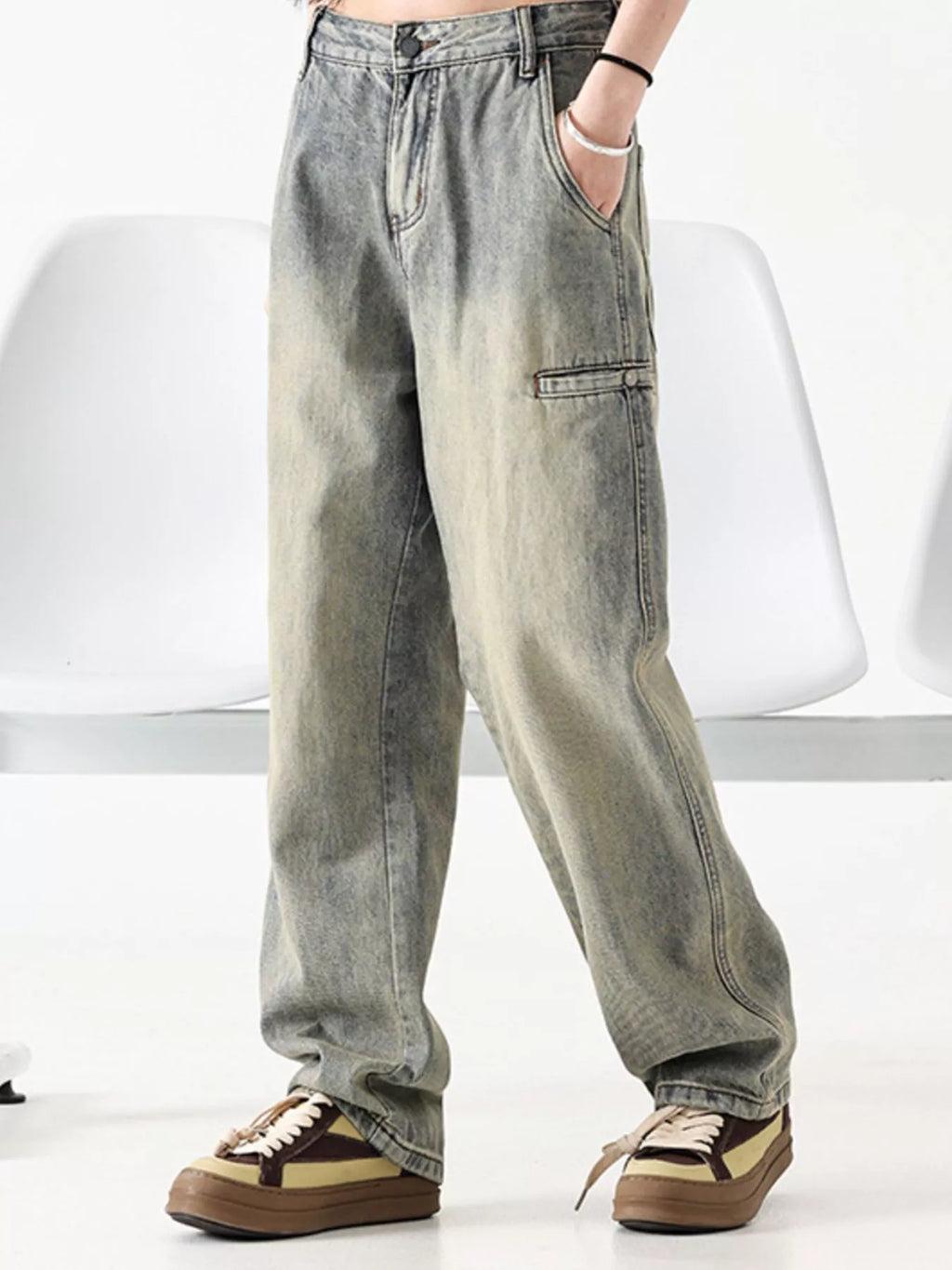 Men's Vintage Wash Loose Fit Jeans