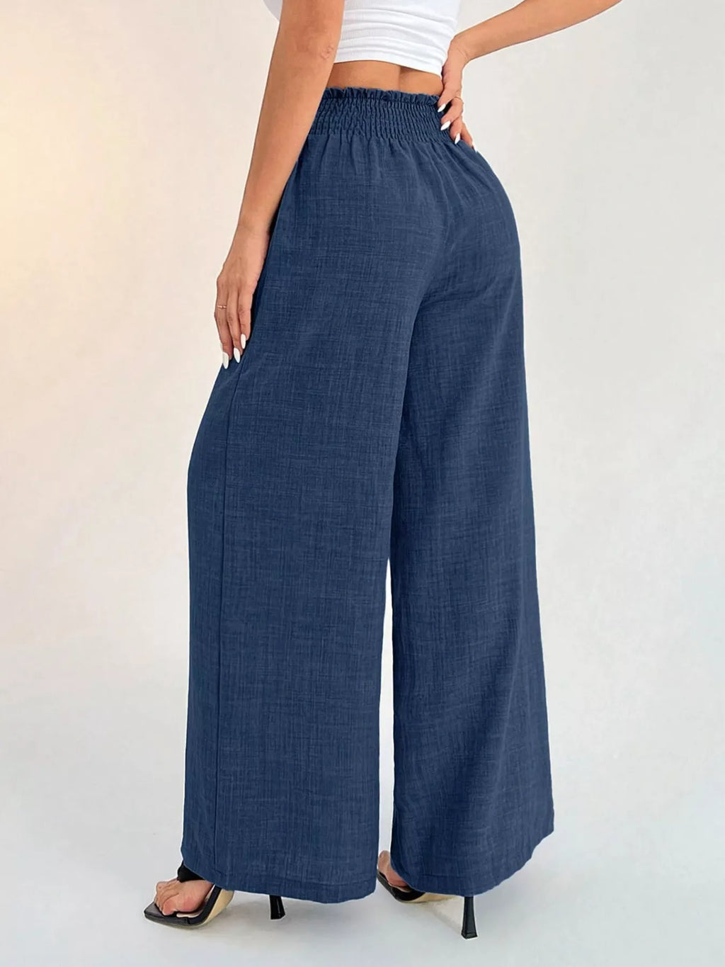 Elastic Waist Wide Leg Pants