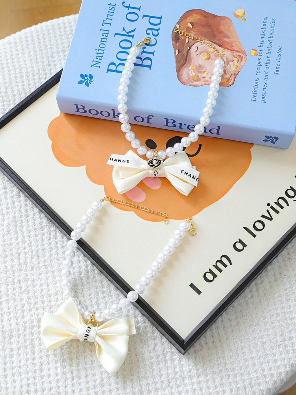 Pearl Bowknot Pet Necklace