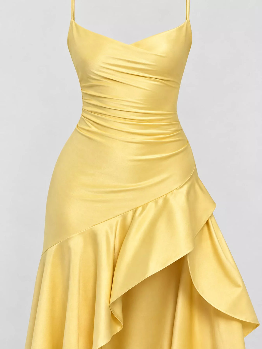 High-Low Ruffle Hem Evening Dress
