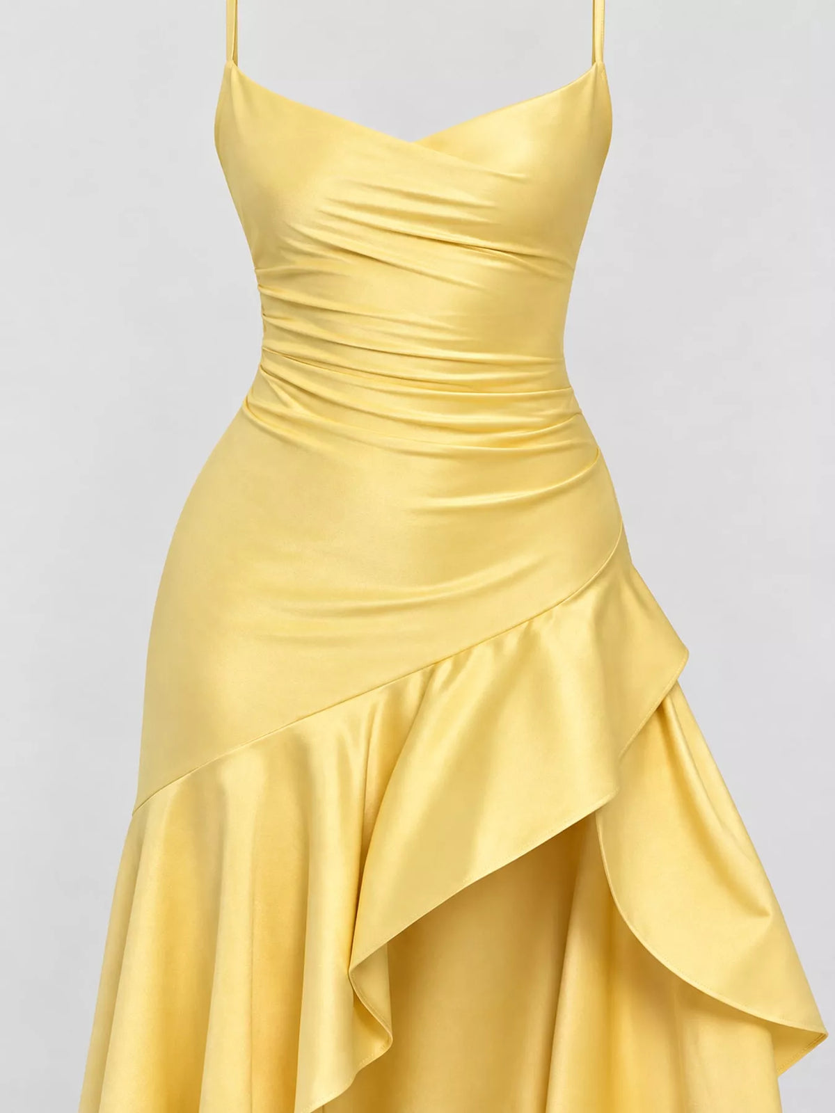 High-Low Ruffle Hem Evening Dress