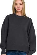 Ribbed Balloon Sleeve Oversized Sweatshirt