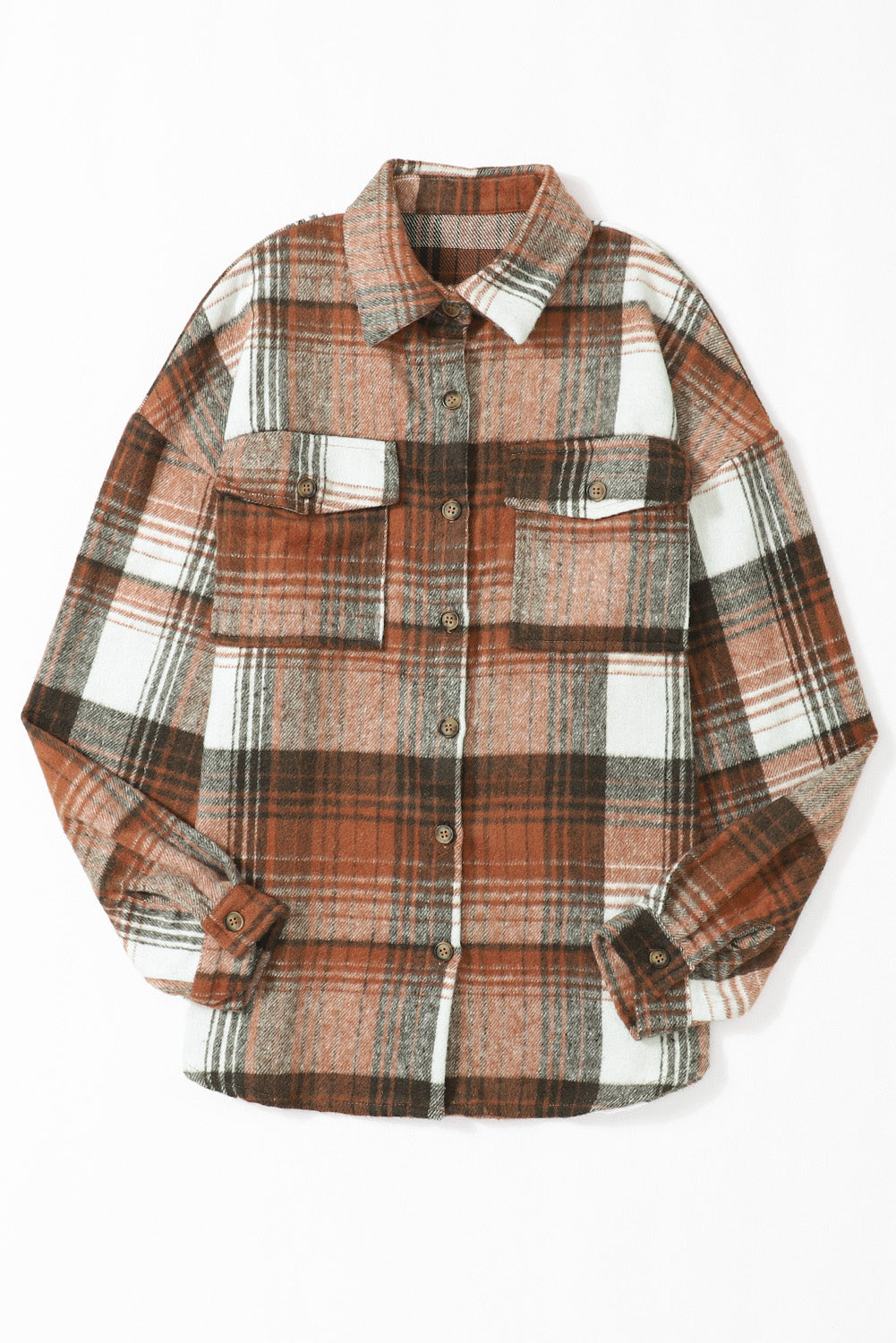 Plaid Flap Chest Pockets Shacket
