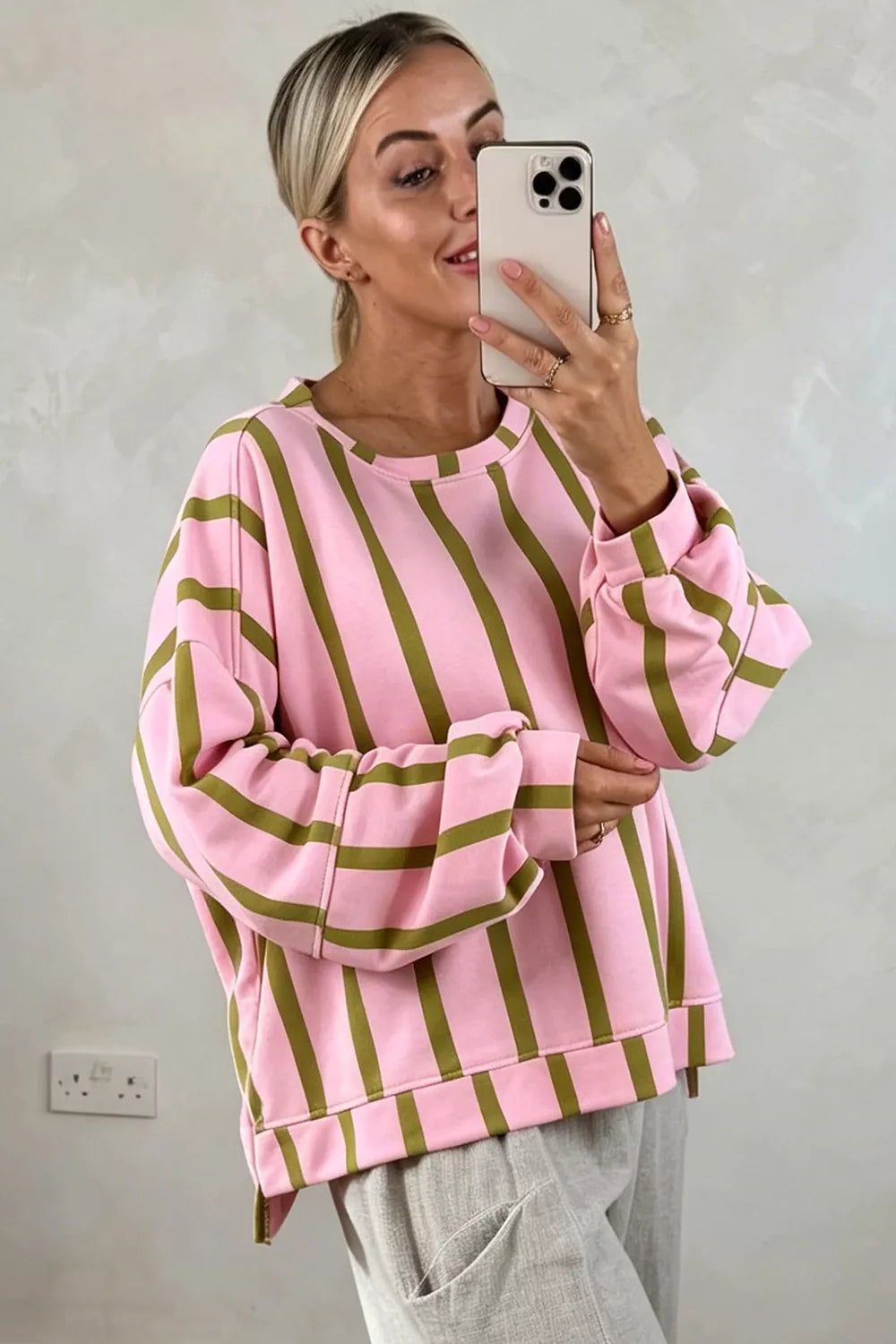 Striped Dropped Shoulder Oversized Sweatshirt